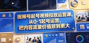 视频号起号视频投放运营课,从0-1起号运营,把内容流量价值放到更大-小牛学府
