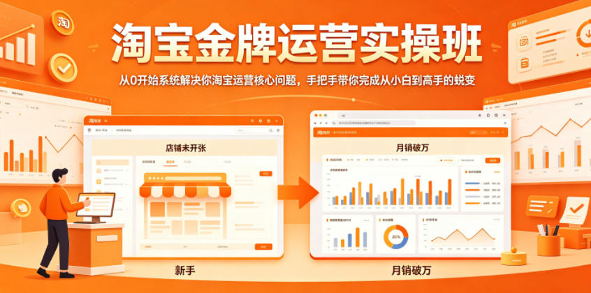 淘宝金牌运营实操班，从0开始系统解决你淘宝运营核心问题，手把手带你完成从小白到高手的蜕变-小牛学府