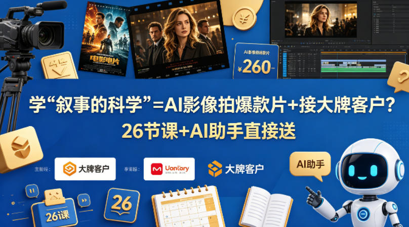 学《叙事的科学》=AI影像拍爆款片+接大牌客户？26节课+AI助手直接送【原创双语字幕】-小牛学府