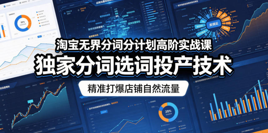 淘宝无界分词分计划高阶实战课，独家分词选词投产技术，精准打爆店铺自然流量-小牛学府