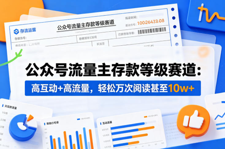 公众号流量主之存款等级赛道，高互动+高流量，轻松达到万次阅读，甚至10w+-小牛学府