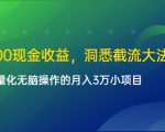 单日500现金收益，洞悉截流大法，一个批量化无脑操作的月入3万小项目-小牛学府
