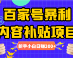 百家号暴利内容补贴项目，图文10元一条，视频30一条，新手小白日赚300+-小牛学府