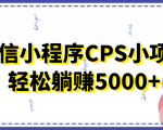 微信小程序CPS小项目，有微信就能做，轻松上手躺赚5000+-小牛学府