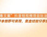 “毒文案”抖音短视频项目玩法,小程序拿图即可变现,复盘经验分享给大家-小牛学府