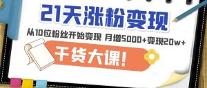 21天精准涨粉变现干货大课：从10位粉丝开始变现月增5000+变现20w+-小牛学府