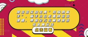 拼多多实战宝典“初级到高手”，新手小白必看拼多多课程，带你全方位解读拼多多各种玩法-小牛学府