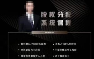 韩老师聊美业-美业股权分配系统课程,如何制定约束股东规则+老板占100%的股份+单店老板占小股份等-小牛学府