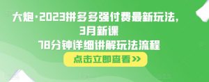 大炮·2023拼多多强付费最新玩法,3月新课78分钟详细讲解玩法流程-小牛学府
