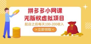 黄岛主·拼多多小网课无版权虚拟项目分享课:起店之后每天100-200收入-小牛学府