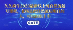 久久疯牛2023最新线上纯自然流起号课程，老杨是把自然流玩明白的人，可以闭眼上车-小牛学府