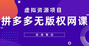 【白龙笔记】拼多多无版权网课项目，月入5000的长期项目，玩法详细拆解【揭秘】-小牛学府