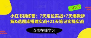 小红书训练营:7天定位实战+7天爆款拆解&选题库搭建实战+21天笔记实操实战-小牛学府