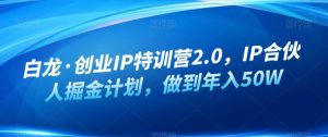 白龙·创业IP特训营2.0，IP合伙人掘金计划，做到年入50W-小牛学府