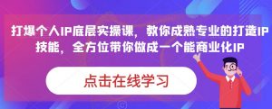 蟹老板·打爆个人IP底层实操课，教你成熟专业的打造IP技能，全方位带你做成一个能商业化IP-小牛学府