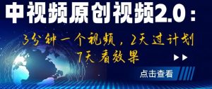中视频原创视频2.0：3分钟一个视频，2天过计划，7天看效果【揭秘】-小牛学府