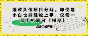 漫改头像项目分解,即使是小白也能轻松上手,仅需一部手机即可【揭秘】-小牛学府
