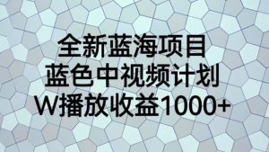 全新蓝海项目，蓝色中视频计划，1W播放量1000+【揭秘】-小牛学府