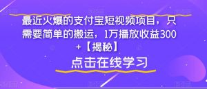 最近火爆的支付宝短视频项目，只需要简单的搬运，1万播放收益300+【揭秘】-小牛学府