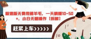 极速版无费用薅羊毛,一天躺赚10-50+,小白无脑操作【拆解】-小牛学府