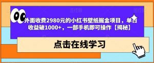 外面收费2980元的小红书壁纸掘金项目，单日收益破1000+，一部手机即可操作【揭秘】-小牛学府