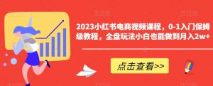 2023小红书电商视频课程,0-1入门保姆级教程,全盘玩法小白也能做到月入2w+-小牛学府