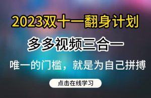 2023双十一翻身计划,多多视频带货三合一玩法教程【揭秘】-小牛学府