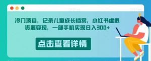 冷门项目，记录儿童成长档案，小红书虚拟资源变现，一部手机实现日入300+【揭秘】-小牛学府