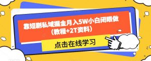 靠短剧私域掘金月入5W小白闭眼做（教程+2T资料）-小牛学府