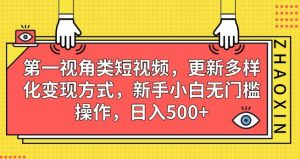 第一视角类短视频，更新多样化变现方式，新手小白无门槛操作，日入500+【揭秘】-小牛学府