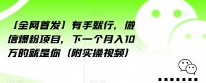 【全网首发】有手就行,微信爆粉项目,下一个月入10万的就是你(附实操视频)【揭秘】-小牛学府