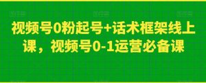 视频号0粉起号+话术框架线上课,视频号0-1运营必备课-小牛学府