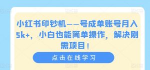 小红书印钞机——号成单账号月入5k+,小白也能简单操作,解决刚需项目【揭秘】-小牛学府