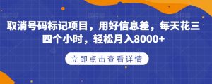取消号码标记项目，用好信息差，每天花三四个小时，轻松月入8000+【揭秘】-小牛学府