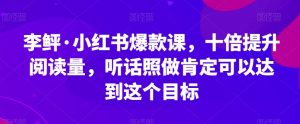 李鲆·小红书爆款课，十倍提升阅读量，听话照做肯定可以达到这个目标-小牛学府