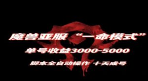 魔兽亚服一命模式，10天成号-单号3千-5千，脚本全自动操作，保姆级教学【揭秘】-小牛学府