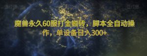 魔兽永久60服打金搬砖，脚本全自动操作，单设备日入300+【揭秘】-小牛学府