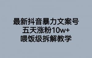 最新抖音暴力文案号，五天涨粉10w+，喂饭级拆解教学-小牛学府