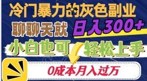 冷门暴利的副业项目，聊聊天就能日入300+，0成本月入过万【揭秘】-小牛学府
