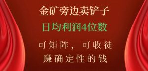 金矿旁边卖铲子，赚确定性的钱，可矩阵，可收徒，日均利润4位数【揭秘】-小牛学府