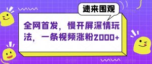 全网首发，慢开屏深情玩法，一条视频涨粉2000+【揭秘】-小牛学府