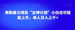 男粉暴力项目“女神计划”小白也可轻松上手,单人日入上千+【揭秘】-小牛学府
