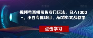 视频号直播带货冷门玩法，日入1000+，小白专属项目，从0到1实战教学【揭秘】-小牛学府