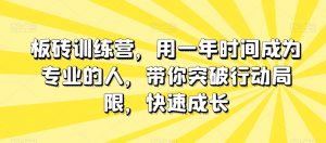 板砖训练营,用一年时间成为专业的人,带你突破行动局限,快速成长-小牛学府
