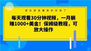 每天观看30分钟视频，一月躺赚1000+美金！保姆级教程，可放大操作【揭秘】-小牛学府