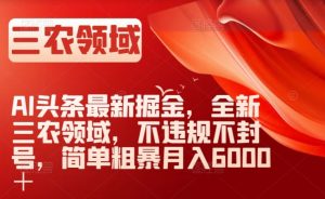 AI头条最新掘金，全新三农领域，不违规不封号，简单粗暴月入6000＋【揭秘】-小牛学府
