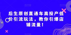 后生原创直通车高投产低价引流玩法，教你引爆店铺流量！-小牛学府
