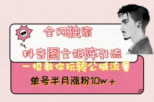 全网独家抖音图文矩阵引流,一招教你玩转公域流量,单号半月涨粉10w+【揭秘】-小牛学府