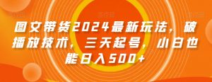 图文带货2024最新玩法，破播放技术，三天起号，小白也能日入500+【揭秘】-小牛学府