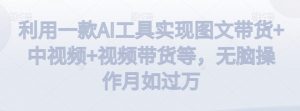 利用一款AI工具实现图文带货+中视频+视频带货等,无脑操作月如过万【揭秘】-小牛学府